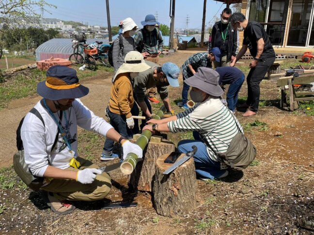 好きな長さに竹を切り出して