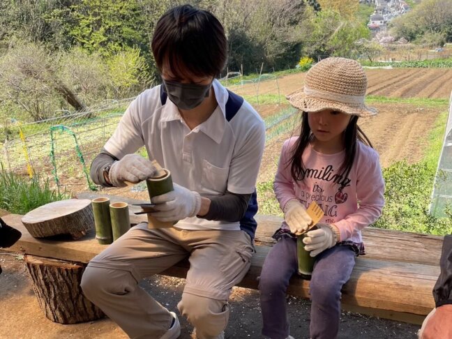 好きな長さに竹を切り出して