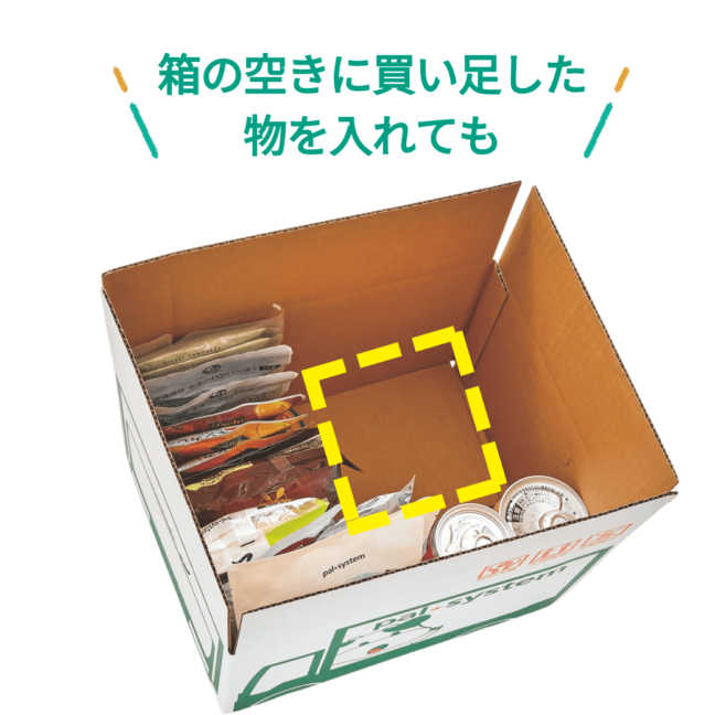 かわいいイラストが備蓄品の目印に