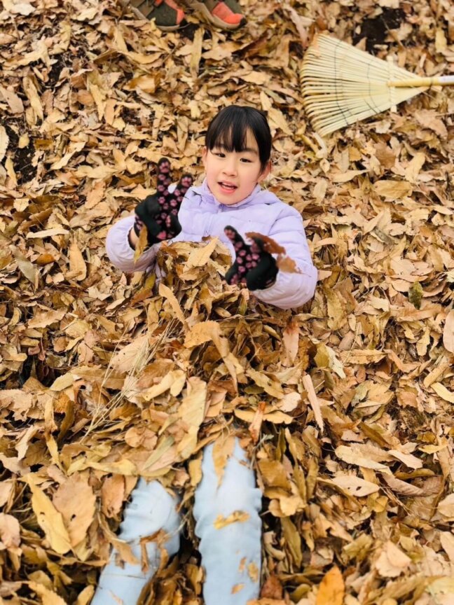 落ち葉のプール＆ほくほく焼き芋
