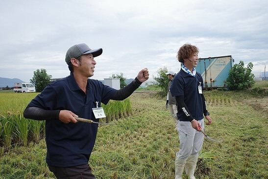 生産者より鎌の使い方を伝授！